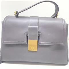 BOTTEGA VENETA LEATHER TOP HANDLE CROSSBODY BAG GRAY